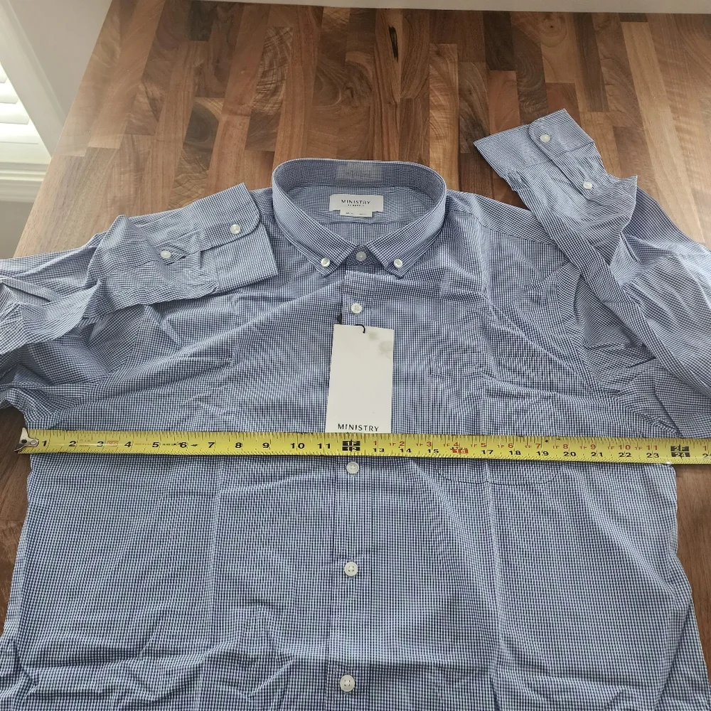 Ministry of Supply Gemini Blue Check Woven Button Down Shirt Size XXL NWT - Picture 7 of 12